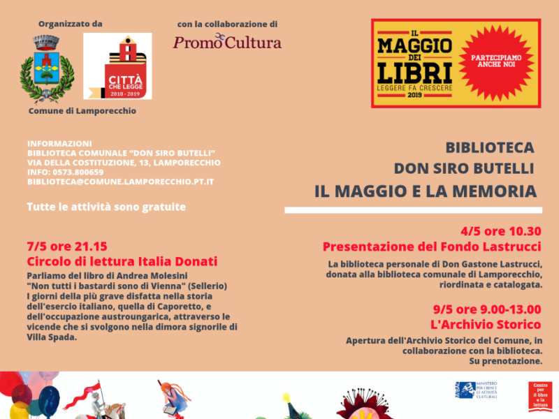 Il maggio dei libri a Lamporecchio, il programma 